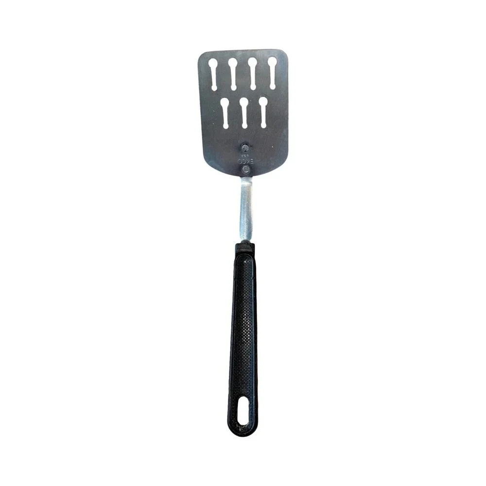 Vintage EKCO USA Slotted Spatula Stainless Steel Black Handle Turner Flipper